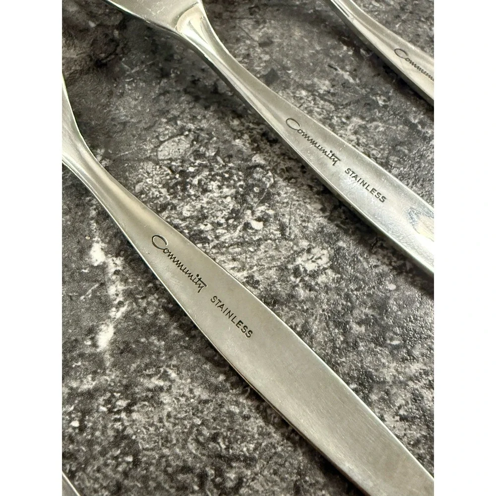 Oneida Community VENETIA Stainless Dinner Fork Burnished Glossy Flatware Lot 4